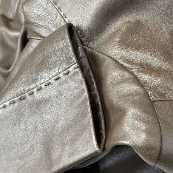 Lambskin Leather Brown Button Blazer Jacket Size Large - Picture 8 of 12